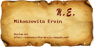 Mikoszovits Ervin névjegykártya